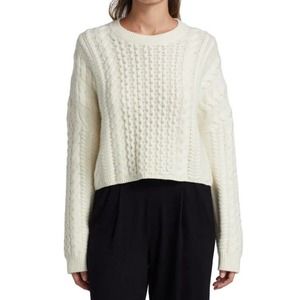 NEW NAADAM Merino Wool-Cashmere Blend Multi-Knit Sweater White Size L/AUTHENTIC